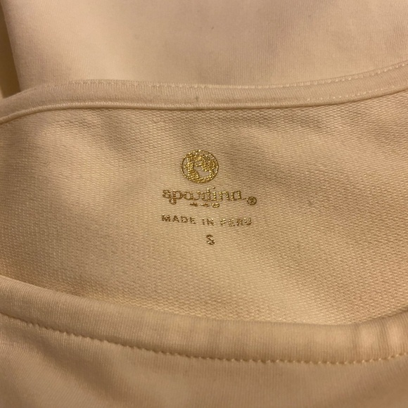 Spartina 449 Brooke Knit Top Shirt Cream Peru French Terry Cotton Small Boatneck - Picture 5 of 8